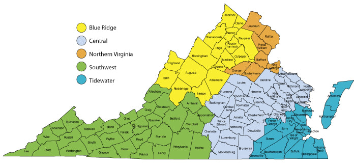 map of Virginia Regions